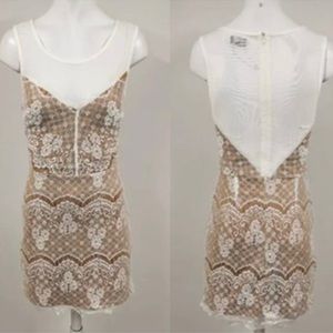 White Lace dress with nude slip